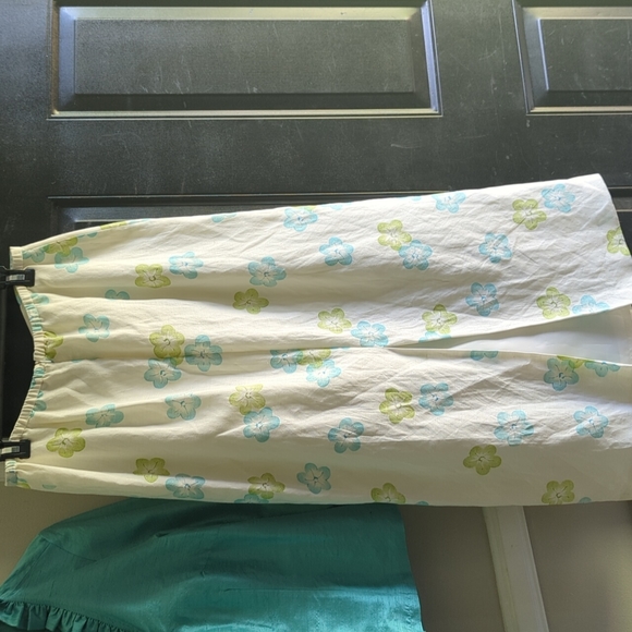 3 Sisters Silk Linen 2 piece Skirt Set Turquoise 14 Mother of the Bride Floral - Picture 7 of 8